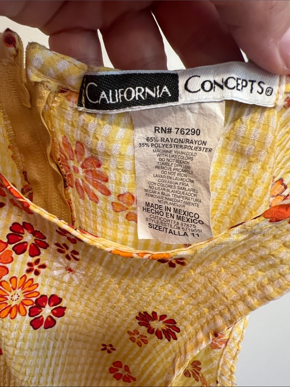 Vintage Yellow Floral Sundress with Red & Orange Blooms - Picture 8 of 8